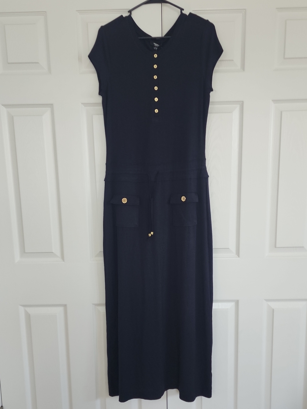 Premise Black Maxi Dress with Gold Buttons